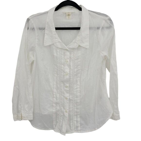 Levi's Top Womens M Cottage Core Country Pintuck Pleat Lace Button Up White - Picture 1 of 11